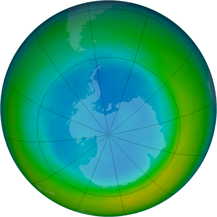 Antarctic ozone map for August 2004